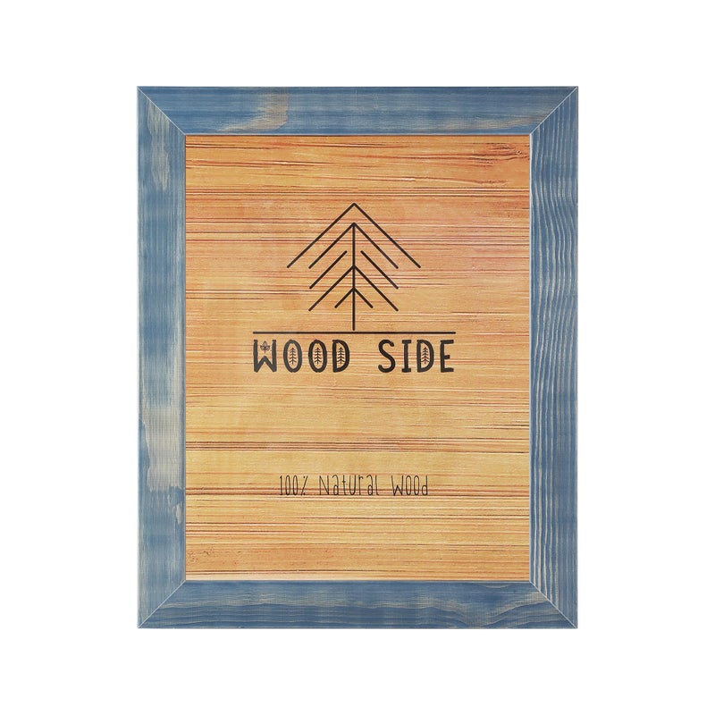 Woodside Rustic Wooden Picture Frame 11x14 - Natural Solid Eco Distressed Wood for Wall Mounting Photo Frame - Navy Blue - Image 1